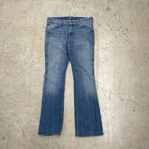 7 For All Mankind Jeans Womens 31 Blue Bootcut Stretch Medium Wash Denim 32x32 - Picture 1 of 16